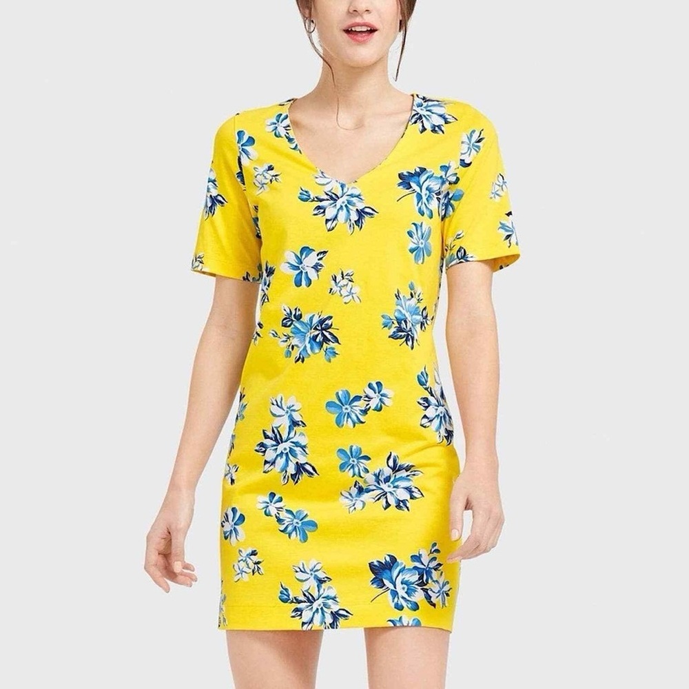 Draper James. Summerall Hillsboro Floral Yellow Blue Dress. Size Medium.
